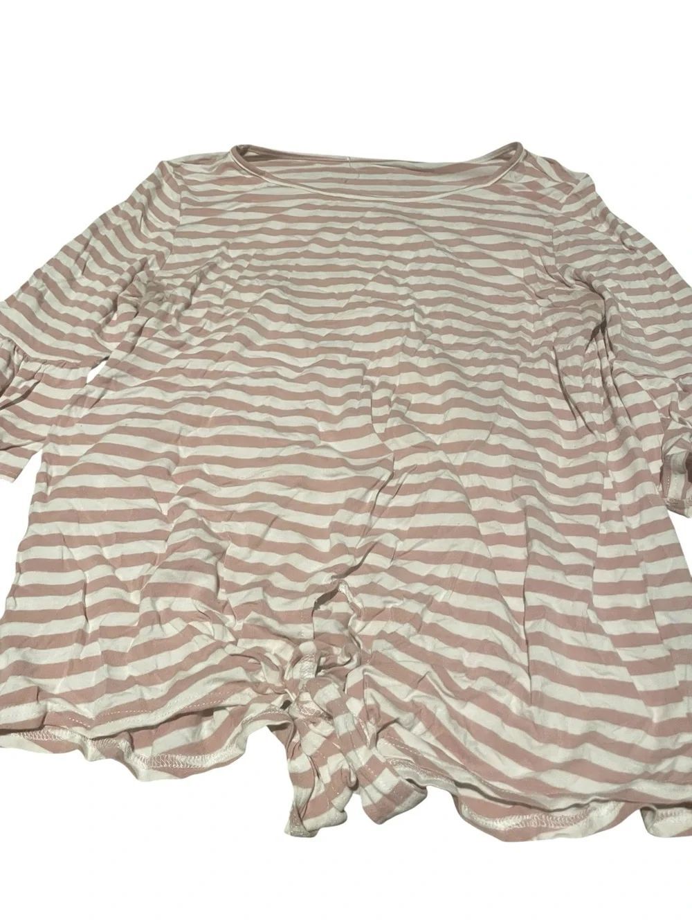 Kim Rogers Striped Scoop Neck Tunic in Blush and White size large